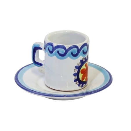 Cylindrical Coffee Cup with Saucer Tramontana Ceramiche De Simone Cylindrical Coffee Cup with Saucer Tramontana Ceramiche De Simone